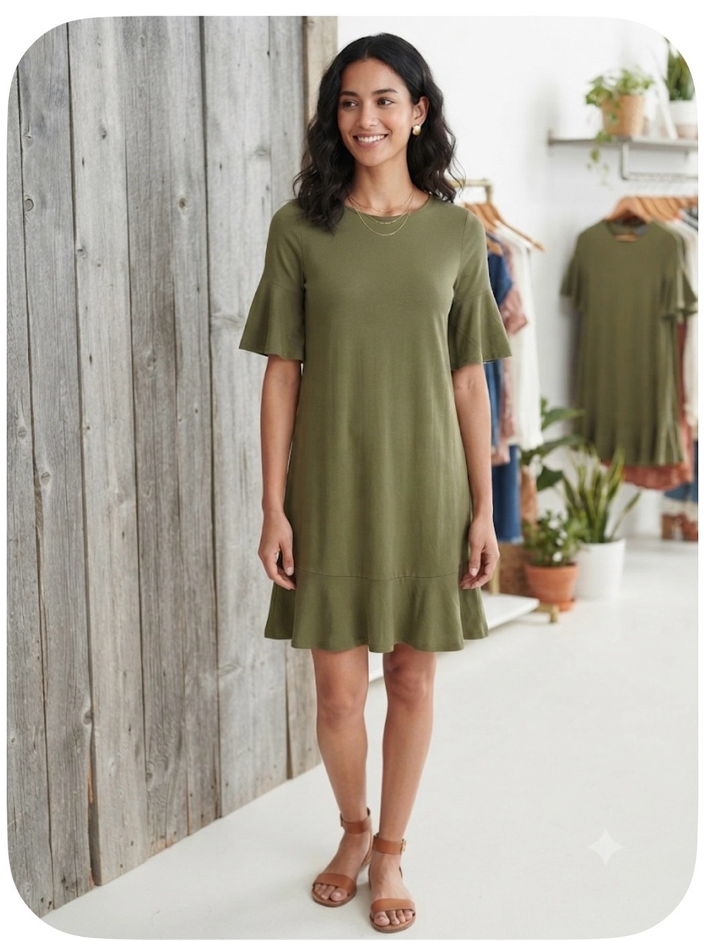 Anthropologie Olive Green Women's Dress XS